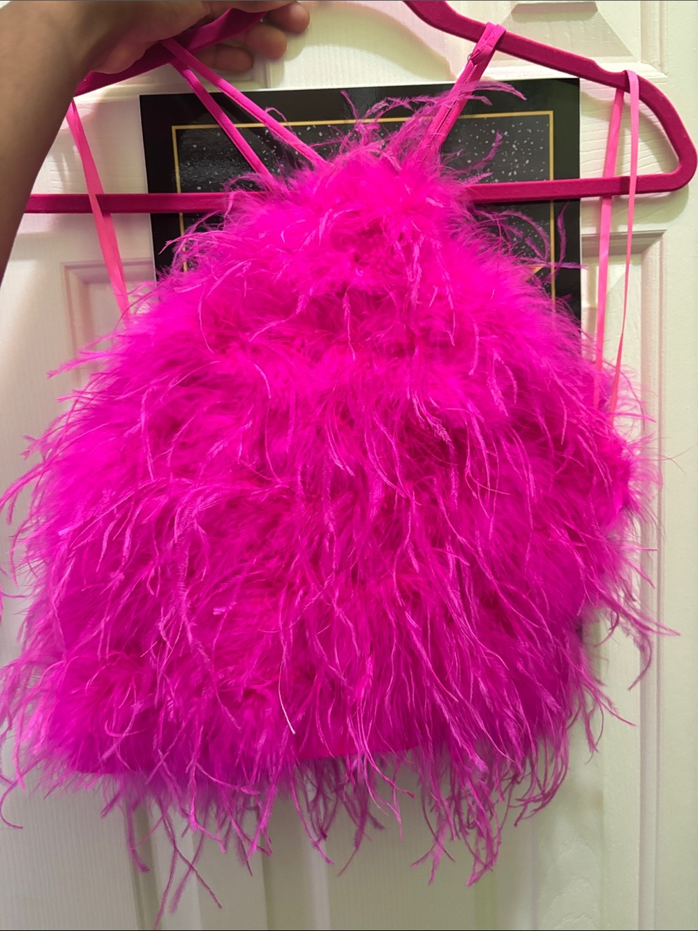 ANTONIO MELANI Hot Pink Feathered Camisole
